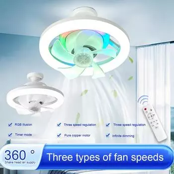 Люстра потолочный вентилятор 3 цвета с регулировкой яркости/RGB с регулировкой яркости потолочный вентилятор светодиодная лампа с цоколем E27 3 скорости для спальни гостиной кухни