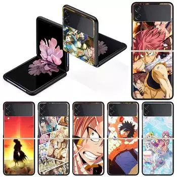 Роскошный чехол для Samsung Galaxy Z Flip 4 3 5G, черный ПК, жесткие чехлы для телефонов, модная задняя крышка ZFlip Funda FAIRY TAIL, аниме Shell Sac Samsung Z Flip 5G