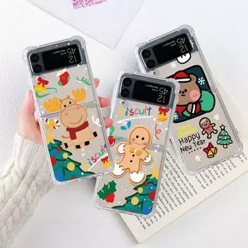 Luxury Case For Samsung Galaxy Z Flip 3 4 5G Funda Z Flip3 Clear PC Hard Shockproof Back Phone Coque New Year Samsung Z Flip 3 5G