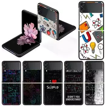 Luxury Case For Samsung Galaxy Z Flip 4 3 5G Black PC Hard Phone Cases Fashion Back Cover ZFlip Funda Love Chemistry Mathematics Samsung Z Flip 5G
