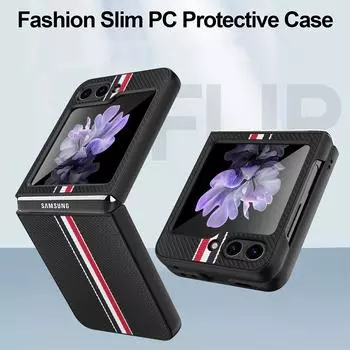 Роскошный складной чехол для мобильного телефона Samsung Galaxy Z Flip 6 5 5G Flip6 Flip5 Flip 3 4 Flip4 Flip3 противоударный защитный чехол for Galaxy Z Flip 5 чёрный