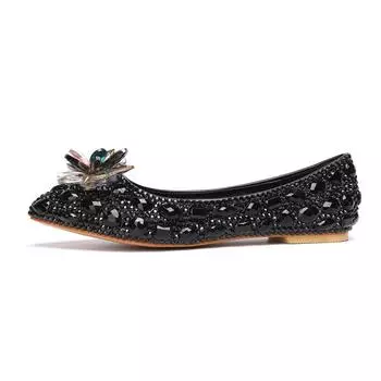 Luxury Handmade Full Rhinestones Diamonds Women Flats Pumps Fashion Crystal Flowers Spring Autumn Girls Party Prom Wedding Shoes 35