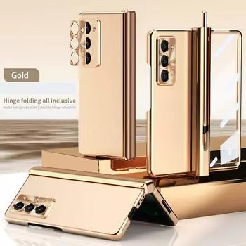 Роскошный шарнирный складной чехол с полной защитой для Samsung Galaxy Z Fold 5 Fold5 5G Fold4 Fold3 Fold 3 4 S Pen закаленное стекло пленка for Samsung Z Fold 5