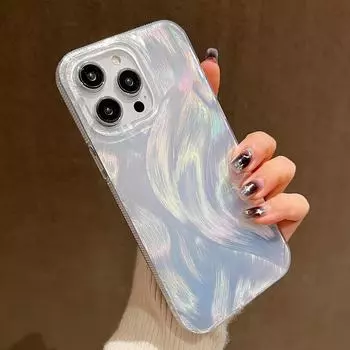 Роскошный силиконовый чехол с лазерным серебристым градиентом для iPhone 15 14 13 12 Pro Max 15 14 Plus, противоскользящий защитный мягкий чехол для телефона For iphone 15 Plus