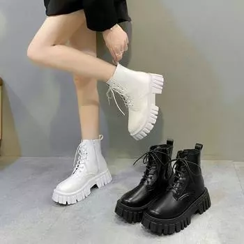 Luxury latest 2024 fashion trend versatile casual boots women s classic soft leather British style short boots and bare boots 35 белый