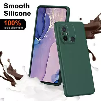 Luxury Liquid Silicone Case For Xiaomi Redmi 12C Fundas Shockproof Soft Phone Cover Redmi 12C Cover Case Redmi 12C чёрный
