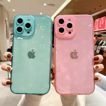 Роскошный чехол Love Heart для iPhone 13 12 11 Pro Max Mini XS X XR 7 8 Plus SE 2020 6 6S 10 Мягкий прозрачный защитный чехол Iphone11 Shell 7Plus Or 8Plus