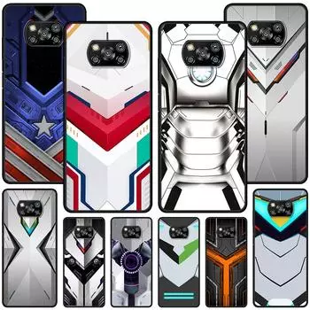 Luxury Mecha Style Case for Xiaomi Poco X5 X3 NFC X4 Pro 5G F4 GT M5 M5s F3 Pocophone F1 Black TPU Phone Cover Mi 13 12T Pro Xiaomi Poco X5