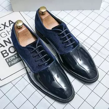 Luxury Men s Oxford Shoes Classic Style Fashion Leather Shoes Tie Pointed Toe Men s Shiny Business Dress Leather Shoes 38-48 38 чёрный