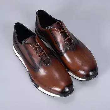 Luxury Mens Sneakers Genuine Leather Lace-Up Comfortable Oxford Vintage Casual Shoes for Men Outdoor Walking Flat Footwear 6 синий
