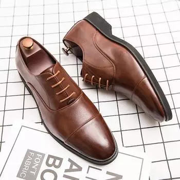 Luxury Oxford Leather Shoes Men Business Breathable Rubber Formal Dress Shoes Male Office Wedding Flats Footwear Zapatos Homme 37 коричневый