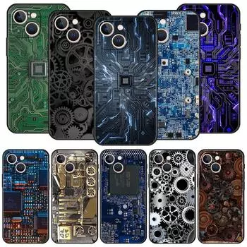 Роскошный чехол для телефона iPhone 11 12 13 15 14 Pro Max X XR XS 7 8 Plus SE 2020 Мягкий чехол Funda Внутренняя материнская плата Печатная плата iPhone 7 8 Plus