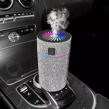 Luxury Rheinstone Car Diffusion Humidifier LED Light Car Humidifier Air Freshening Car Accessories