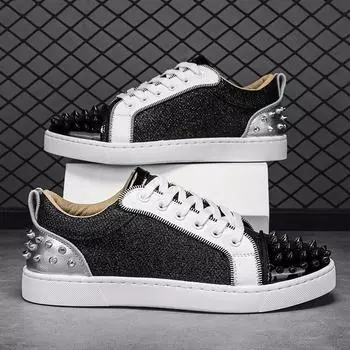 Luxury Rivet Shoes Men Designer Sneakers Hip Hop Men s Skateboard Shoes Comfort Low-cut Leather Casual Shoes Men zapatos hombre 39