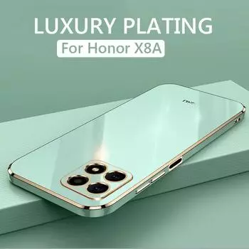 Роскошный чехол для телефона с квадратным покрытием для Honor X8A X8B HonorX8A HonorX8B противоударный мягкий силиконовый чехол на заднюю панель For Honor X8A зелёный