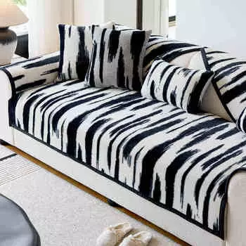 Luxury Thicken Plush Sofa Slipcover Dust-proof Soft Sofa Mat Towel Irregular Print Universal Couch Cushion Pad for Living Room 70x70 A
