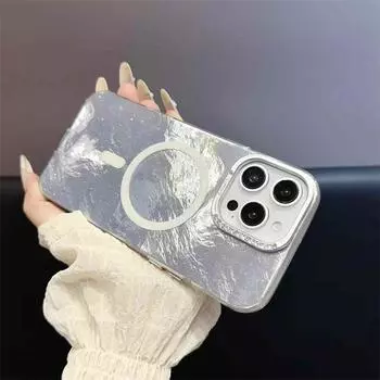 Luxury Tin foil Magnetic Phone Case For iPhone 16 15 14 13 12 11 Pro Max Shockproof Case iPhone 11 белый