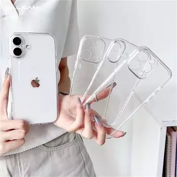 Роскошный прозрачный силиконовый противоударный акриловый чехол для iPhone 16 15 14 13 12 11 Pro XS Max X XR 7 8 16 Plus SE Bumper Clear Hard Protection Cover For iPhone 7-8 чистый
