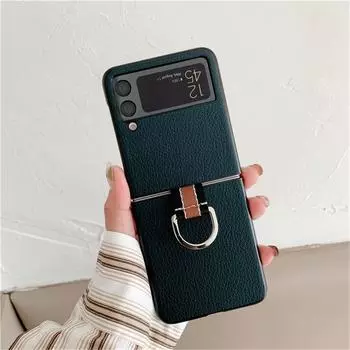 Роскошный ультратонкий защитный чехол с кольцом для Samsung Galaxy Z Flip 3 5G, чехол из жесткого пластика, противоударный чехол для телефона, чехол Fundas For Z Flip 3