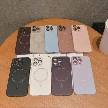 Lychee Pattern Magnetic Crystal Case for iPhone 14 Pro Max with Advanced Lens Protection iPhone 12