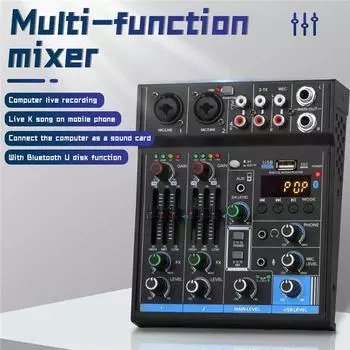 M4 4-канальный Bluetooth мини-аудио микшер звуковая карта видео диджей 16 цифровых эффектов шумоподавление консоль USB запись для пения чёрный