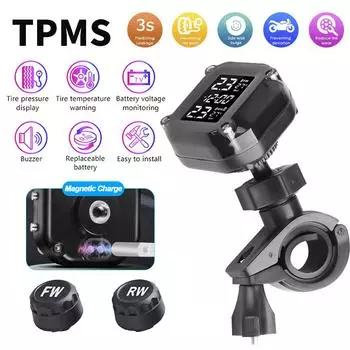 M5 TPMS Motorcycle Tire Pressure Monitor Systems Digital Display 2 Wheel External Motorcycle Wireless Tire Pressure Detector