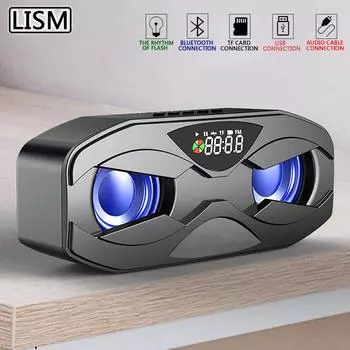 M8 Cool Robot Design Bluetooth Speaker LED Rhythm Flash Беспроводной громкоговоритель FM-радио Будильник TF Card Поддержка сабвуфера чёрный