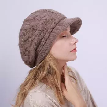 M9002 Twist Cap New Fleece Thickened Warm Wool Beret Women S Knitted Hat One size хаки