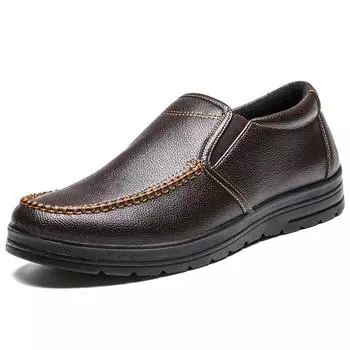 m98Men Loafers Light Leather Casual Shoes Autumn Male Outdoor Walking Shoes Comfortable Mens Sneakers Soft Loafers Men s Shoes 39 чёрный