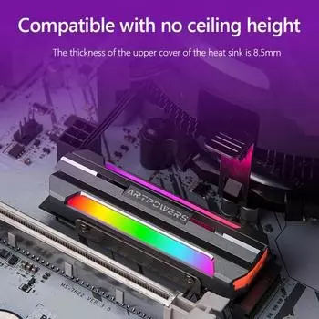 M.2 SSD 2280 Радиатор 5 В ARGB Aura Sync M2 2280 NVMe Твердотельный накопитель Жесткий диск Алюминиевый радиатор Радиатор Аксессуары для ПК чёрный