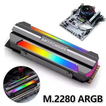 M.2 SSD 2280 Радиатор 5 В ARGB Aura Sync M2 2280 NVMe Твердотельный накопитель Жесткий диск Алюминиевый радиатор Радиатор Аксессуары для ПК