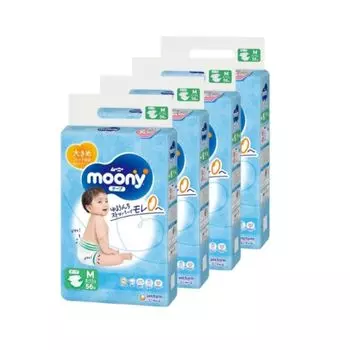 M Moony marshmallow skin comfort и подгузники 224 штуки x [размер ленты] без протекания (6~11 кг) (56 4) [Элемент дела] белый