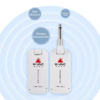 M-VAVE 5.8G Беспроводная гитарная система Перезаряжаемый гитарный передатчик Приемник UHF для электрогитары белый