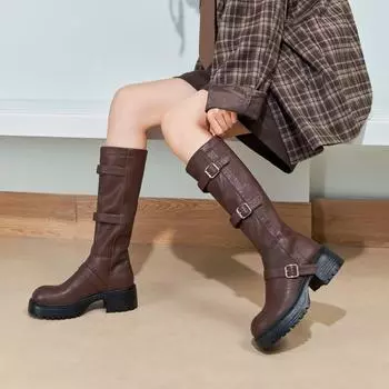 Maasu s new platform-soled western cowboy knight boots women s winter but knee-high retro boots Martin boots 35