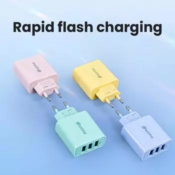 Macaron Color EU Standard 3 порта USB мобильное дорожное зарядное устройство для iPhone Samsung Plug Charging универсальный адаптер EU