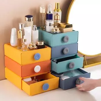 Macaron Desktop Drawer Storage Box Stackable Boxes Large Capacity Stationery Cosmetics Sundry Organizer