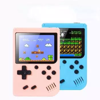 Macaron Mini Retro Handheld Game Console 500 In One Game Double Children s Home TV Nostalgic 10cm by 14cm by 5cm синий