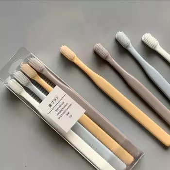 Macaron Muji 4 хорошие зубные щетки одного стиля, зубная щетка для взрослых с маленькой головкой и мягкой щетиной, 4 упаковки, семейная зубная щетка