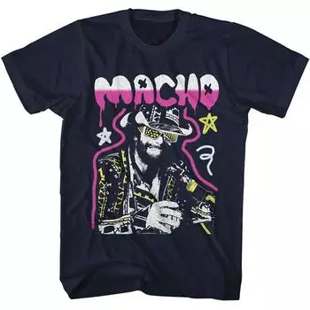 Macho Man Macho Man Темно-синяя футболка унисекс с эффектом граффити S
