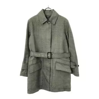 Mackintosh wool Check Pattern Stainless collar coat Men s Used