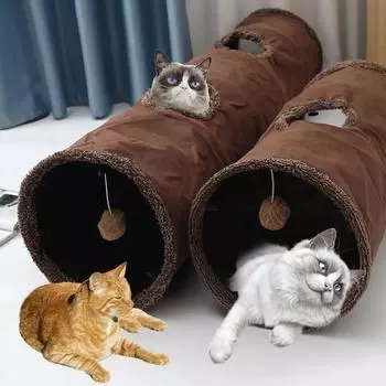 Madden Suede Velvet Cat Tunnel Multiple Opens Foldable Sleeping Bag Cat Interactive Drilling Toy Extra Large Space 65CM