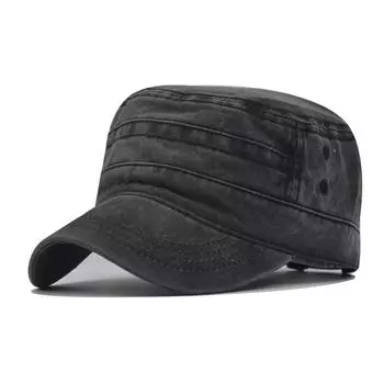 Made Hat Wornout Washed Flat Top Hat Fashionable Military Hat