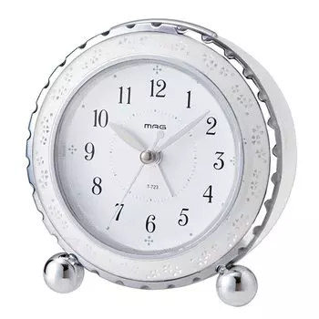 MAG Alarm Clock Analog Alblanc Silent Continuous Second Hand Snooze Function with Light White T-723WH-Z