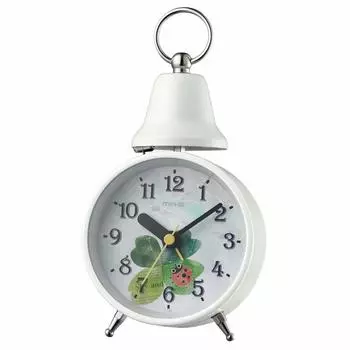 MAG Alarm Clock Analog Pastel Ladybug Continuous Second Hand Bell Sound Alarm White T-732W-Z