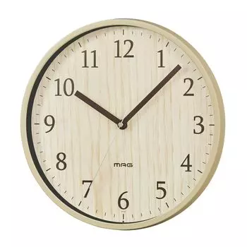 MAG настенные часы аналоговые Azusa Silent Continuous Second Arrow Natural W-742N-Z