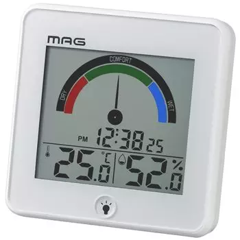 MAG Thermohygrometer Digital Index Clock Environmental Guide Display with Backlight White TH-104WH