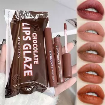 MAGIC CASA Five Chocolate Color Lip Glaze Set Matte Матовая невыцветающая помада, подходит для студенток