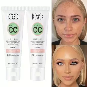 Magic CC Cream Тональная основа с полным покрытием и SPF 50 Крем для коррекции цвета для всех тонов кожи Натуральный консилер Увлажняющий макияж Natural Color