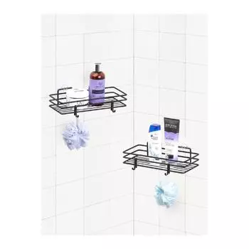 Magic Fix Magic Adhesive Hook Черный 2 шт. Полка для шампуня для ванной - 13x30 см