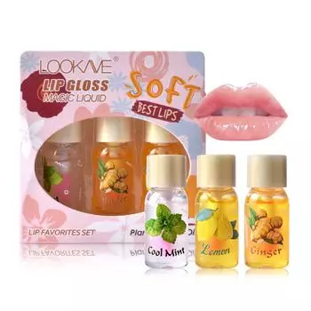 Magic Liquid Lip Gloss Масло для губ, гладкое и мягкое, лучшее для губ, 30% растительное масло с эссенцией, набор избранных губ 3,6 мл x 3 шт. 1 Set